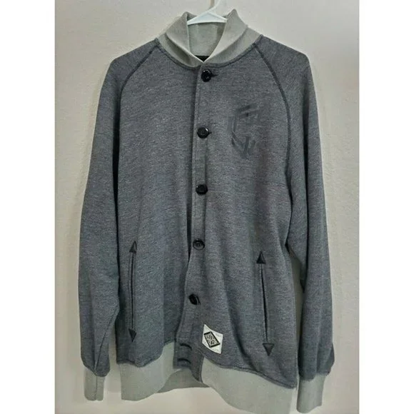 Crooks & Castles T.R.E. TMLL Trouble Varsity Baseball Jacket Grey Sz Mens Medium - Picture 1 of 8